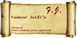 Federer Jolán névjegykártya