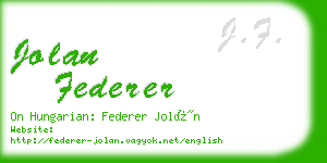 jolan federer business card